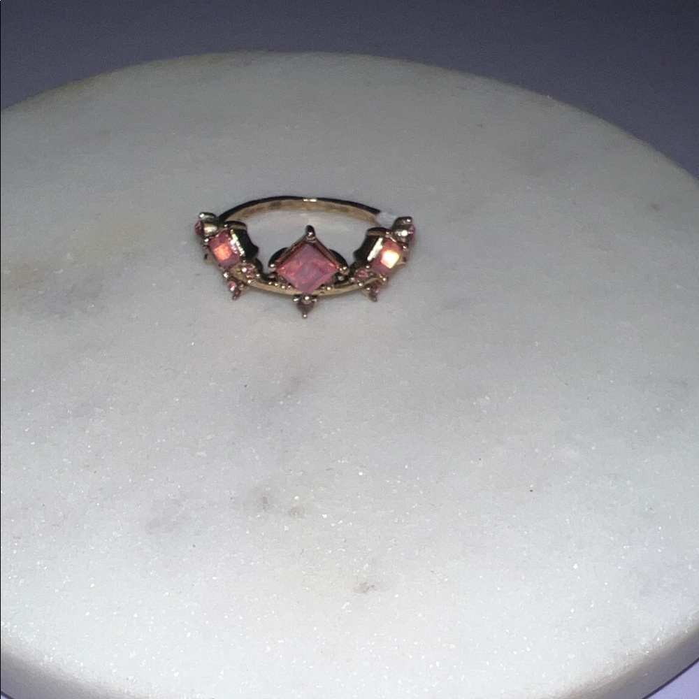 Free People Pink and Gold Gemstone Ring
